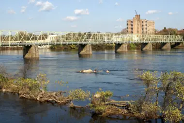 A bridge spanning the Delaware River as seen from the Morrisville area.